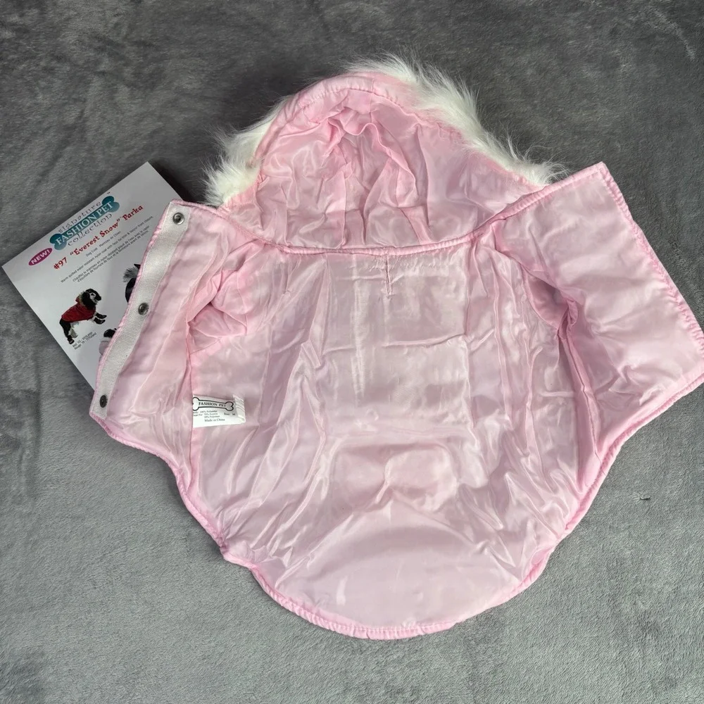 Everest Snow Parka Dog Medium Pink Quilted Faux Fur Hood Water‎ Resist Jacket